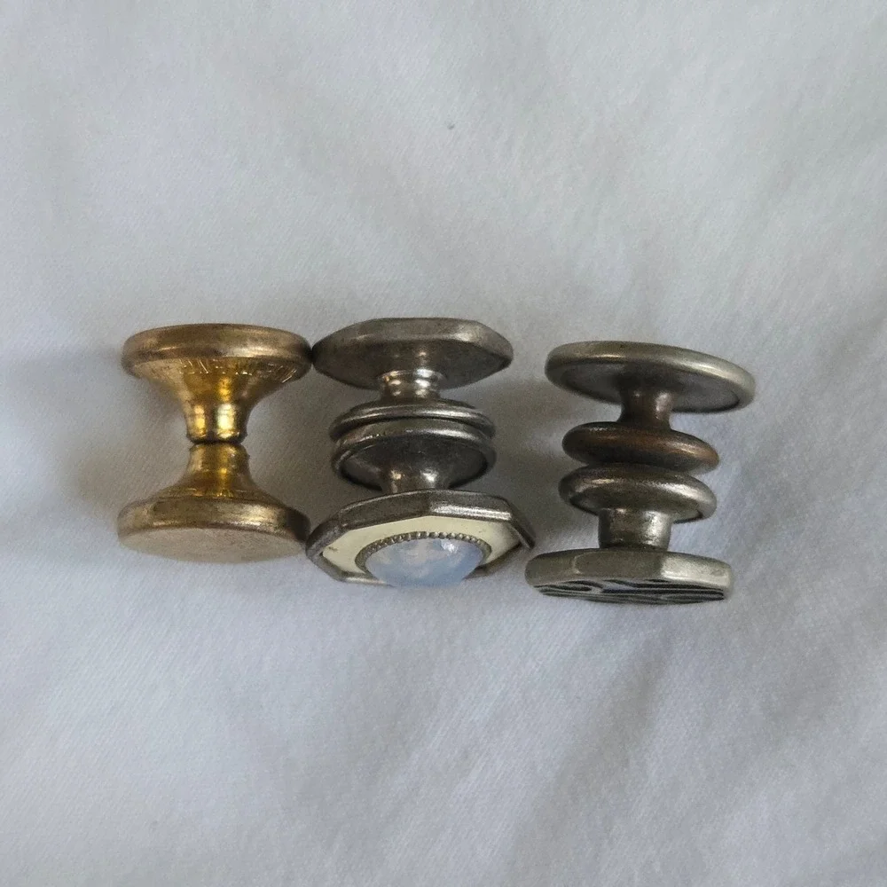 VTG 3 Collar Studs Lot Gold Silver Blue Tuxedo Shirt Buttons England Unbranded